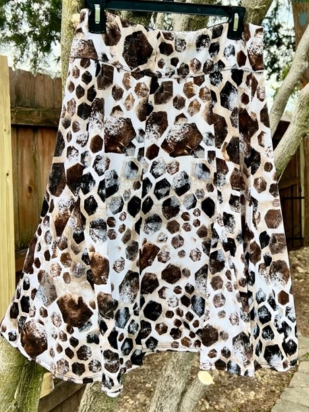 Chicos Animal Print Flounce Skirt Midi Size 1 skater chic feminine